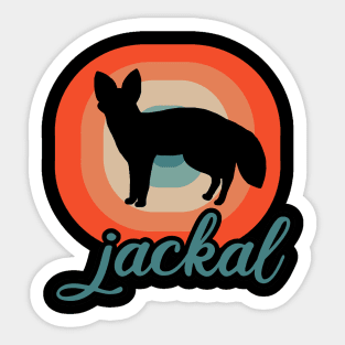 Retro Jackal Sunset Fan Wild Dog Wolf Design Sticker